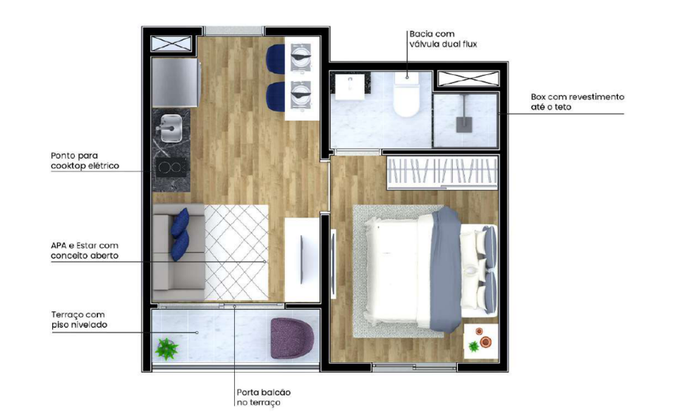 Apartamento à venda com 24m², 1 quarto sem vaga - 18