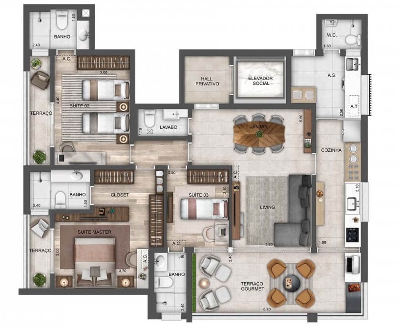 Apartamento à venda com 138m², 3 quartos com vaga - 30