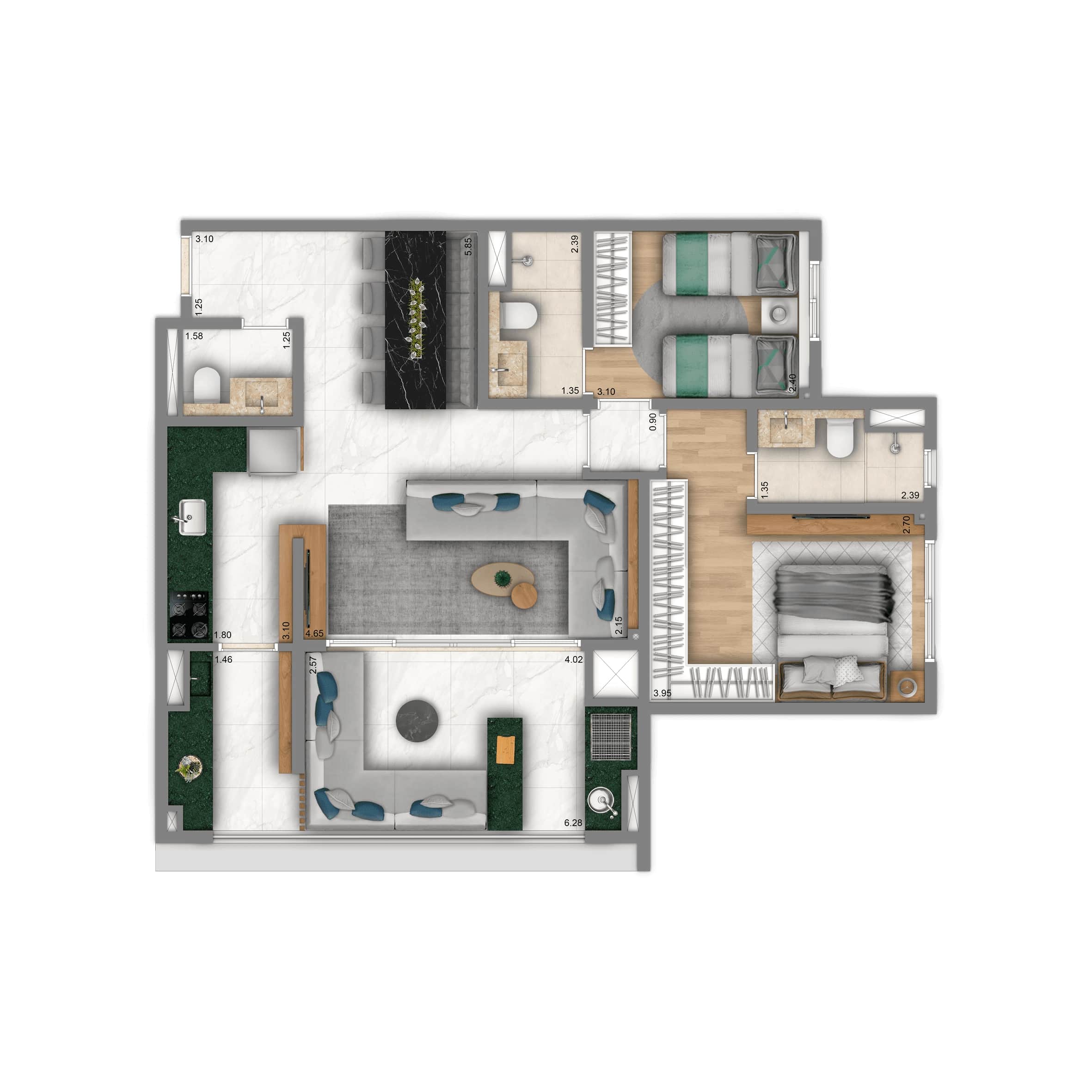 Apartamento à venda com 84m², 3 quartos com vaga - 15