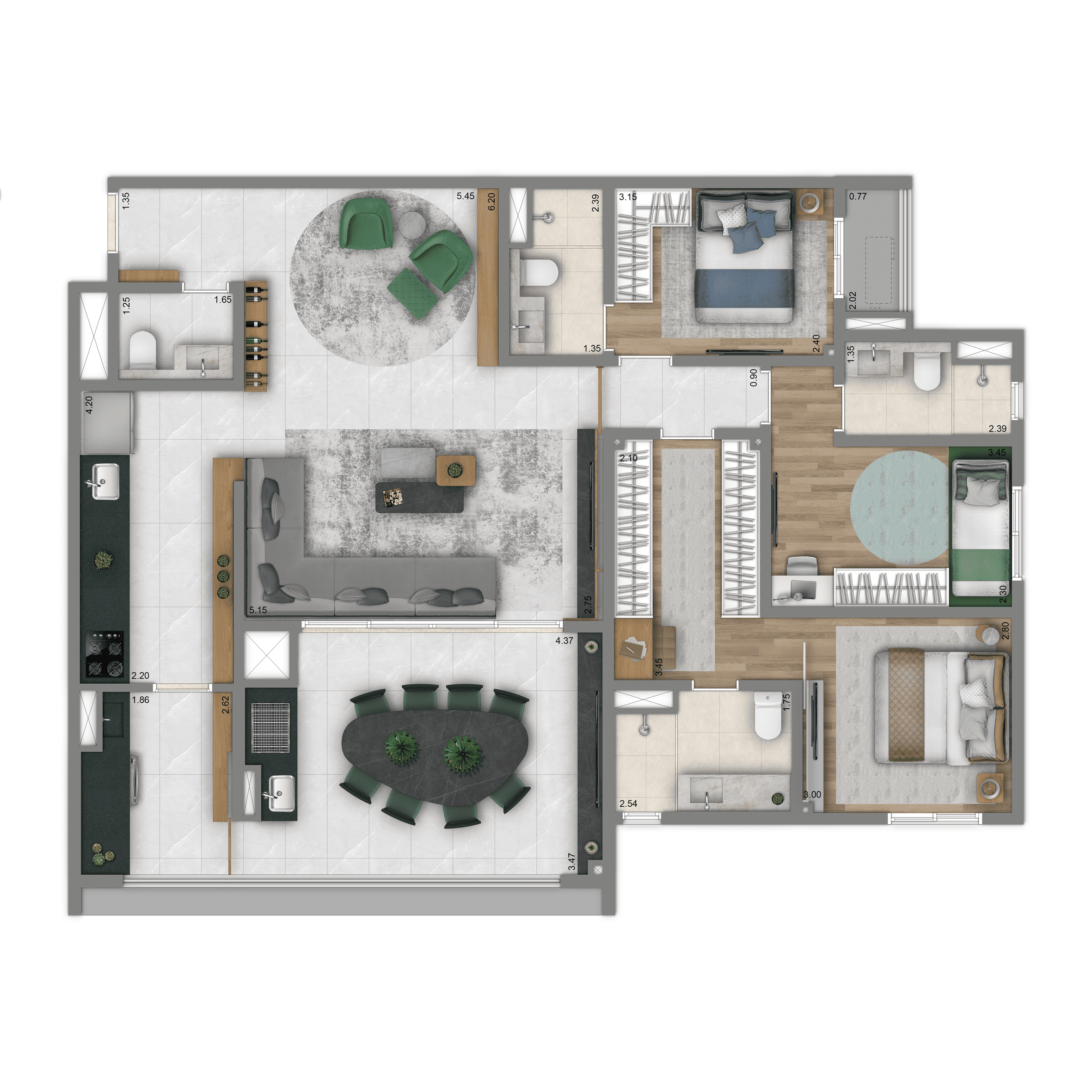 Apartamento à venda com 126m², 3 quartos com vaga - 15