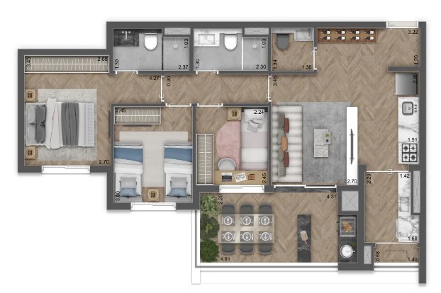 Apartamento à venda com 81m², 3 quartos com vaga - 20