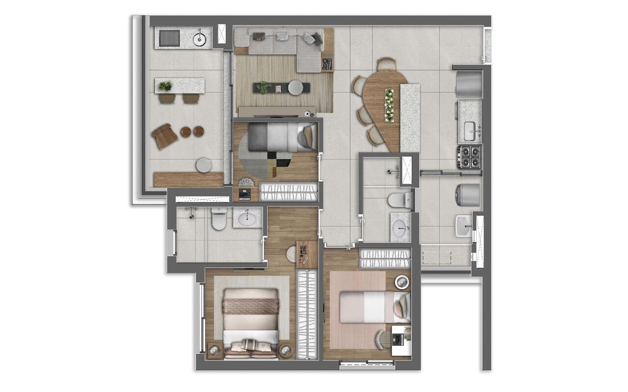 Apartamento à venda com 77m², 3 quartos com vaga - 19