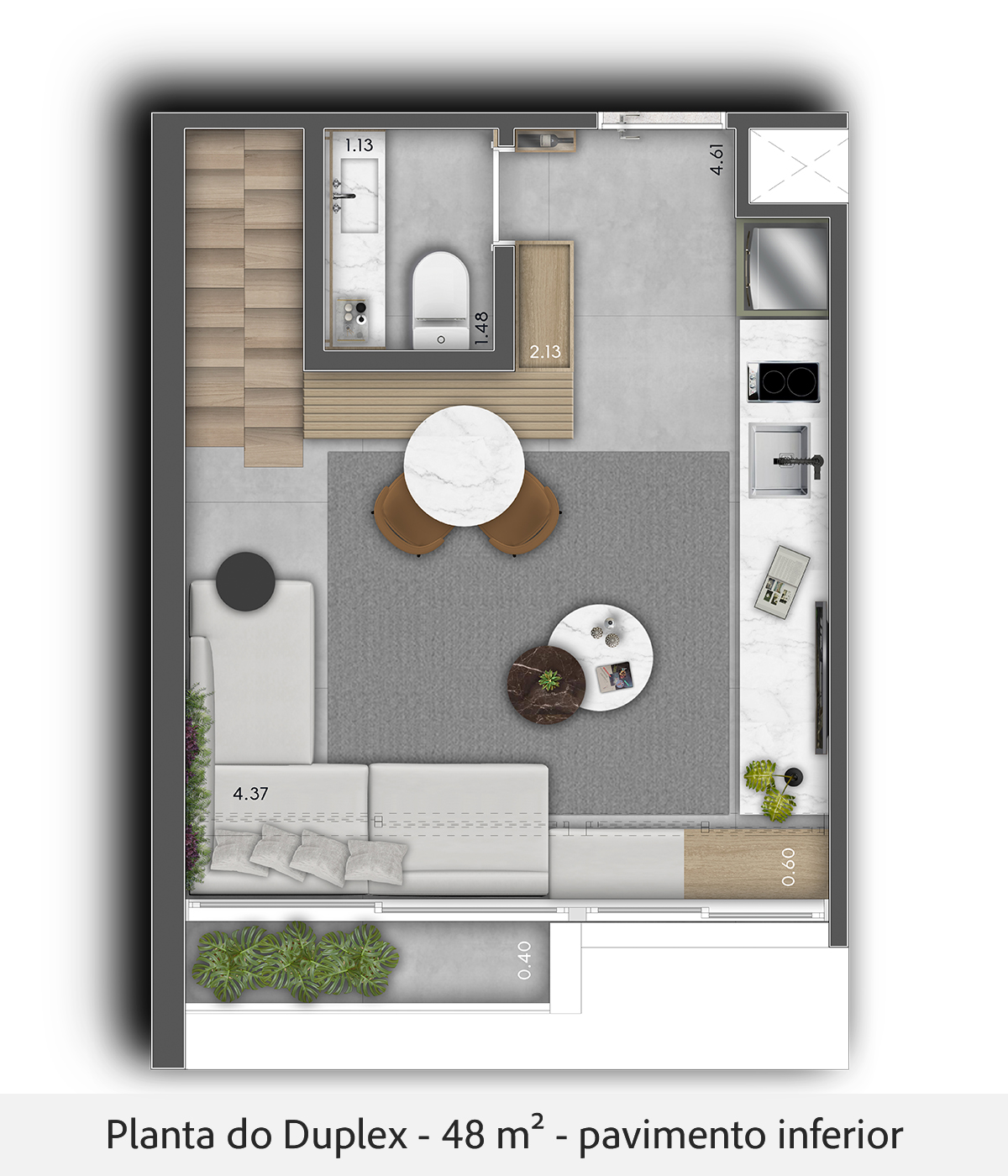 Apartamento à venda com 48m², 1 quarto sem vaga - 19