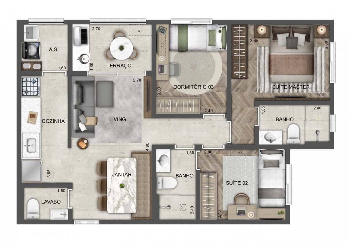 Apartamento à venda com 70m², 3 quartos com vaga - 28