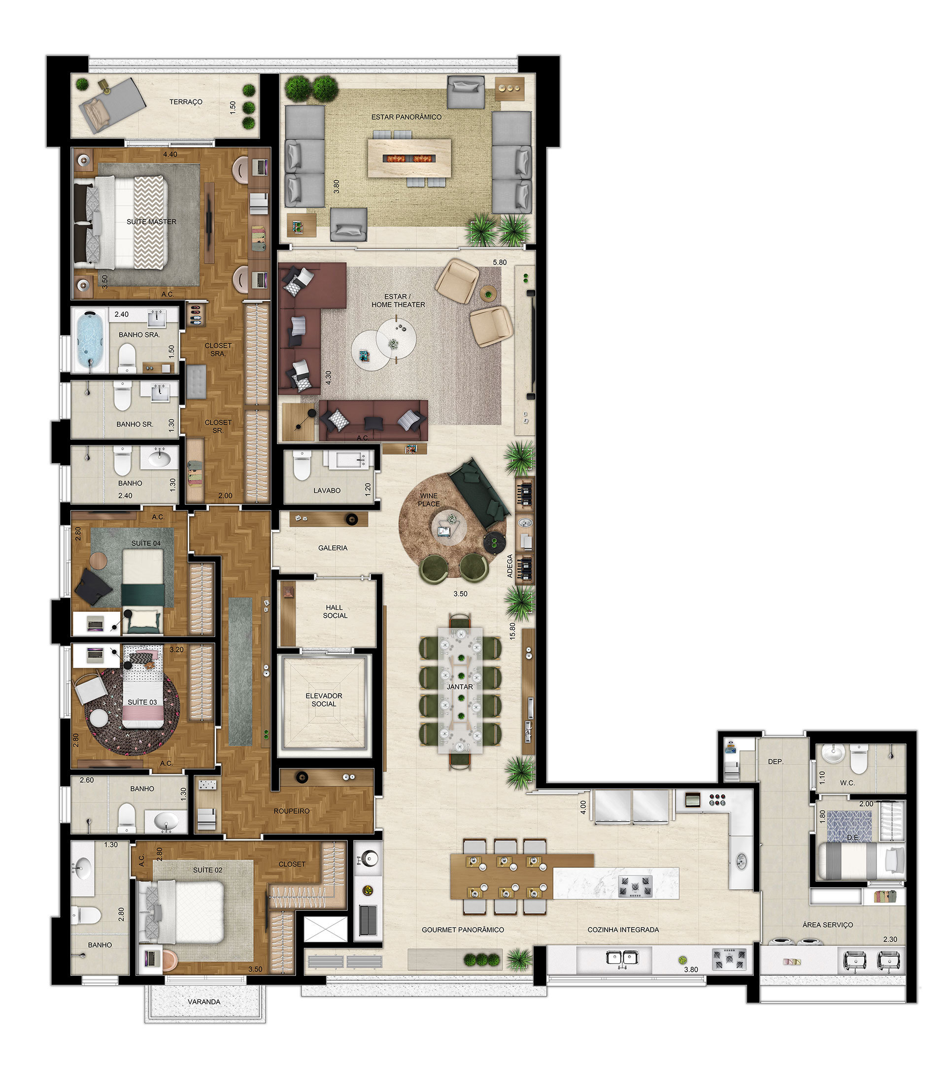 Apartamento à venda com 252m², 4 quartos com vaga - 24