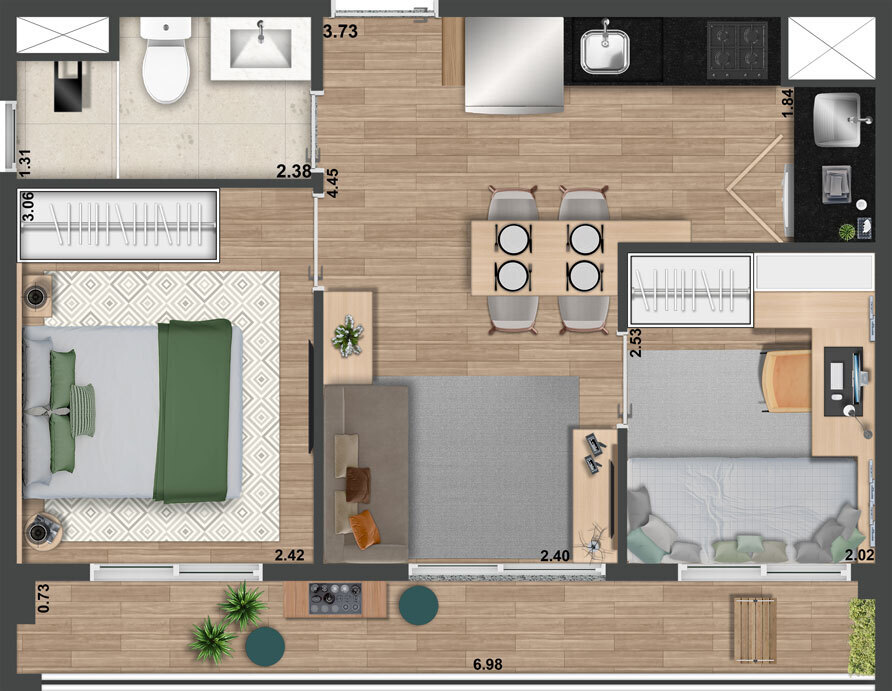 Apartamento à venda com 39m², 1 quarto sem vaga - 21