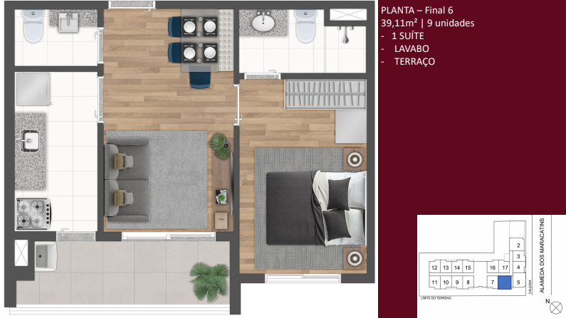 Apartamento à venda com 39m², 1 quarto sem vaga - 21