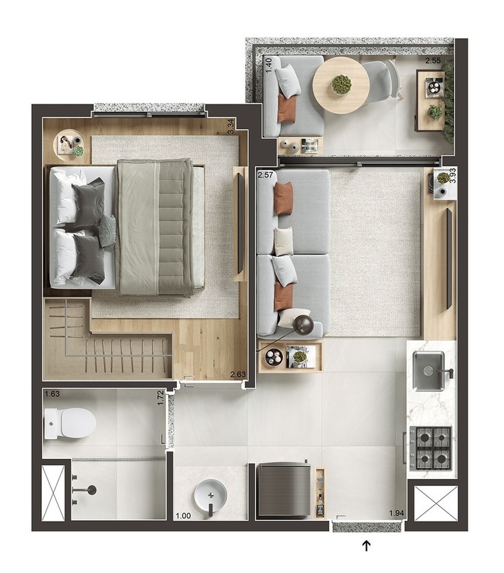 Apartamento à venda com 29m², 1 quarto sem vaga - 23
