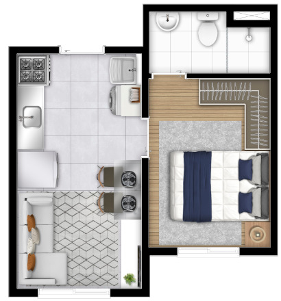 Apartamento à venda com 24m², 1 quarto sem vaga - 22