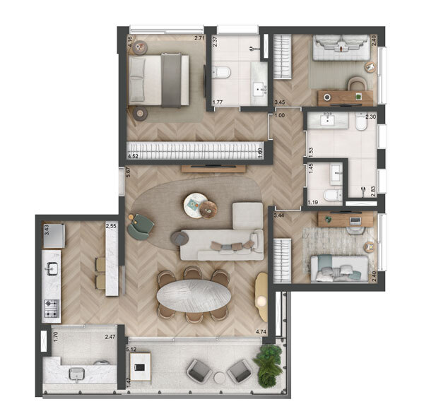 Apartamento à venda com 111m², 3 quartos com vaga - 17