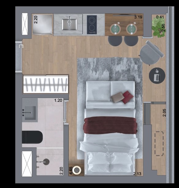 Studio à venda com 21m², 0 quartos sem vaga - 17