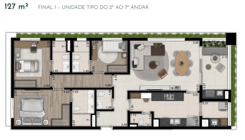 Apartamento à venda com 137m², 2 quartos com vaga - 25