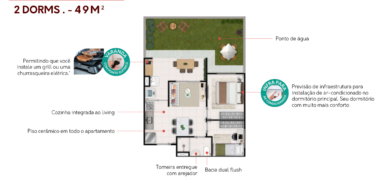 Apartamento à venda com 49m², 2 quartos sem vaga - 22