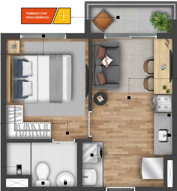 Apartamento à venda com 27m², 1 quarto sem vaga - 19