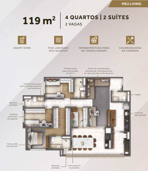 Apartamento à venda com 119m², 4 quartos com vaga - 15