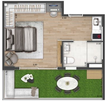 Studio à venda com 35m², 0 quartos sem vaga - 17