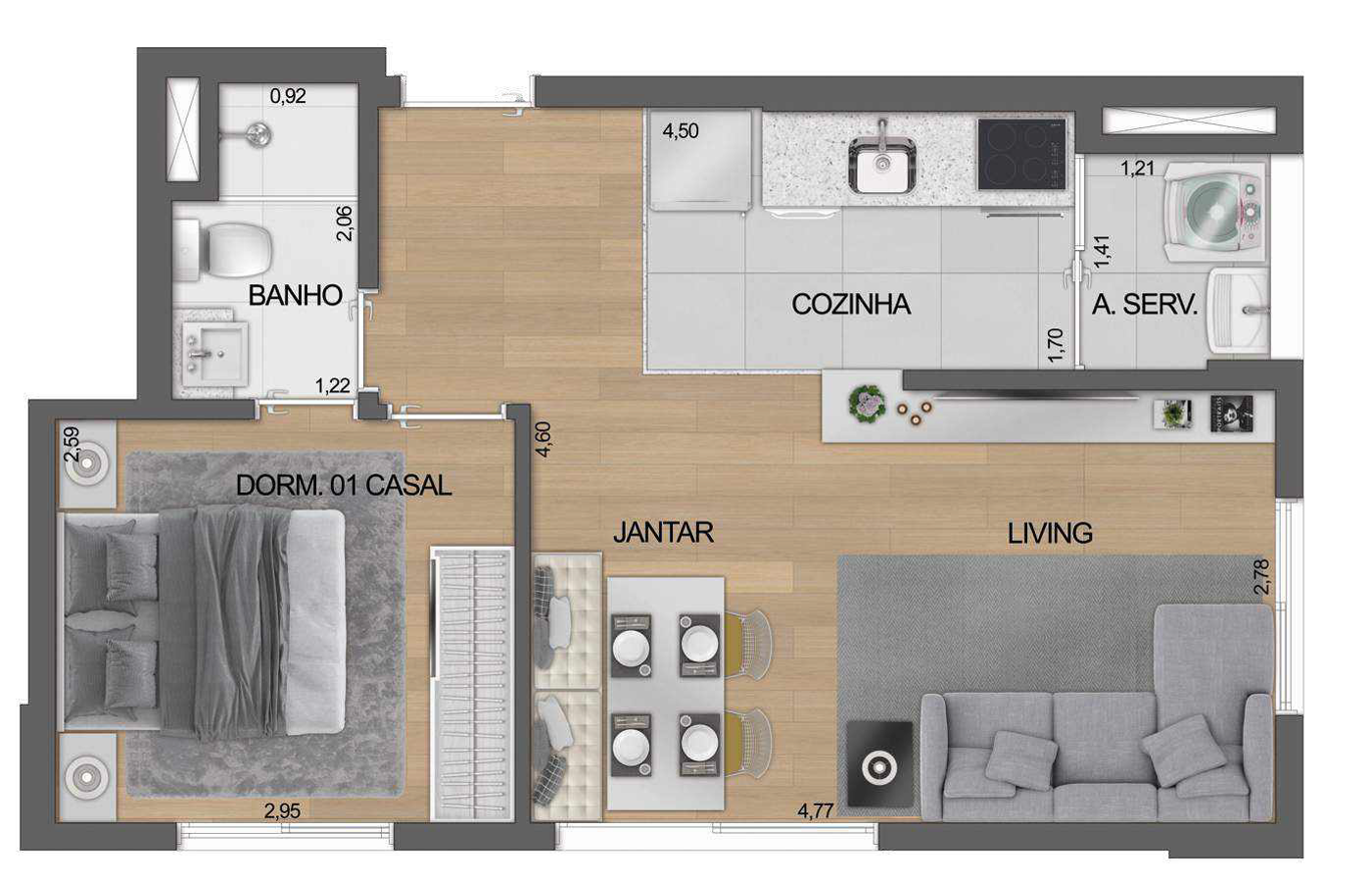 Apartamento à venda com 39m², 2 quartos sem vaga - 18