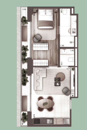 Apartamento à venda com 63m², 1 quarto sem vaga - 21