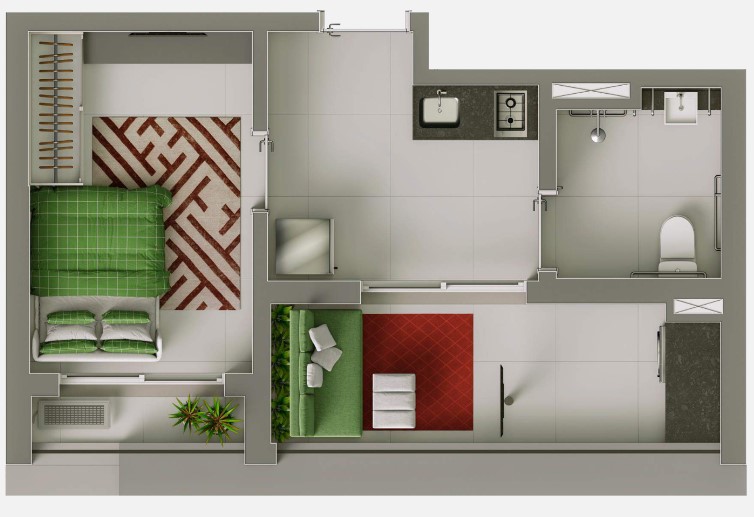 Apartamento à venda com 44m², 1 quarto sem vaga - 24