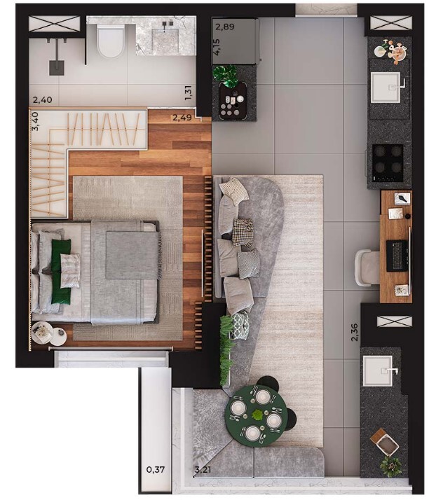 Apartamento à venda com 37m², 1 quarto com vaga - 30