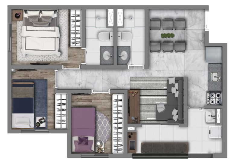 Apartamento à venda com 55m², 3 quartos com vaga - 20