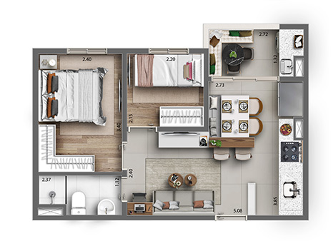 Apartamento à venda com 40m², 2 quartos sem vaga - 21