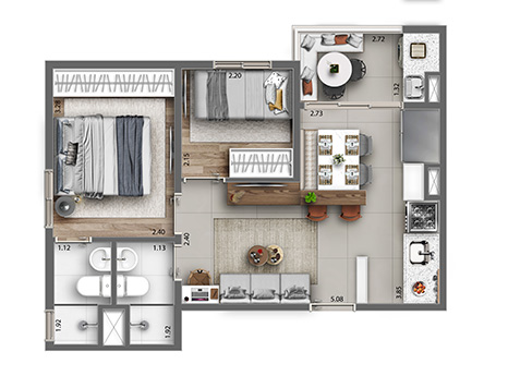 Apartamento à venda com 42m², 2 quartos sem vaga - 21
