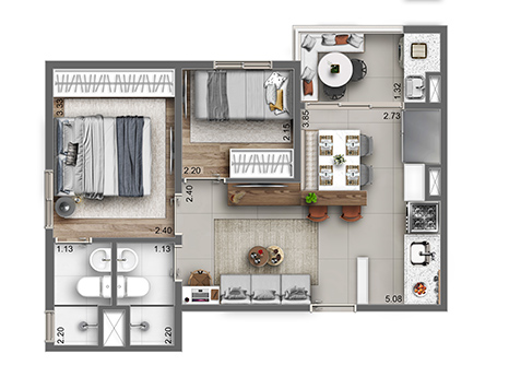 Apartamento à venda com 42m², 2 quartos com vaga - 27