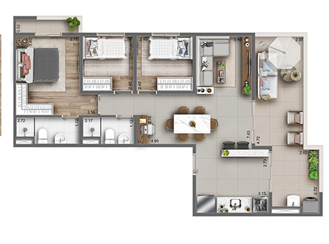 Apartamento à venda com 80m², 3 quartos com vaga - 27