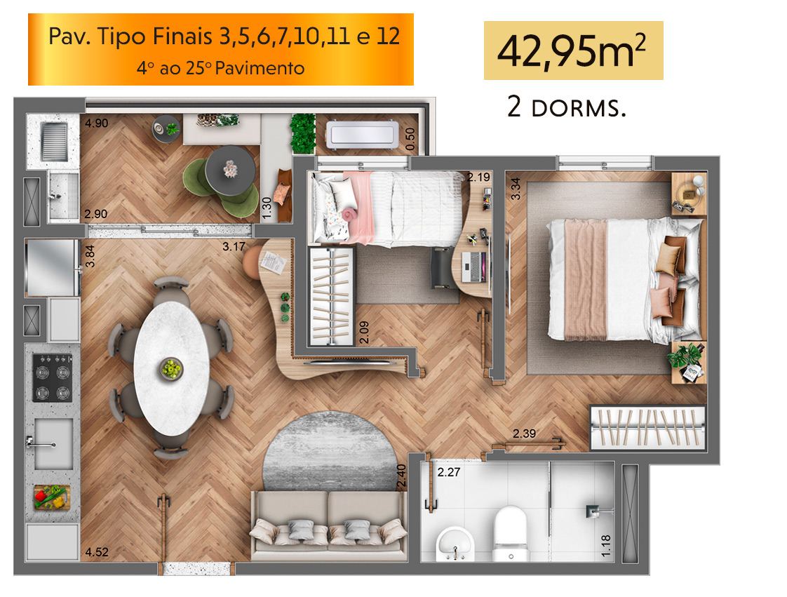 Apartamento à venda com 42m², 2 quartos sem vaga - 24