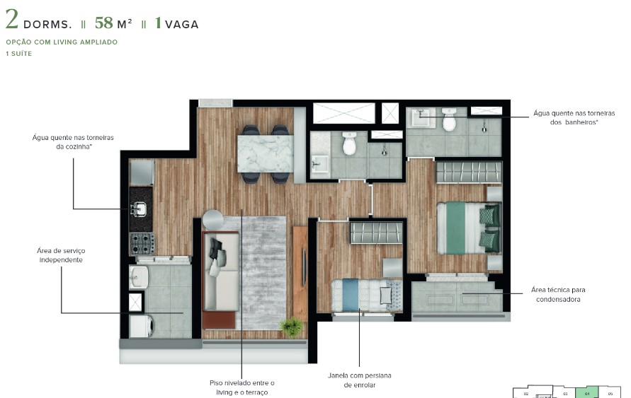 Apartamento à venda com 58m², 2 quartos com vaga - 26