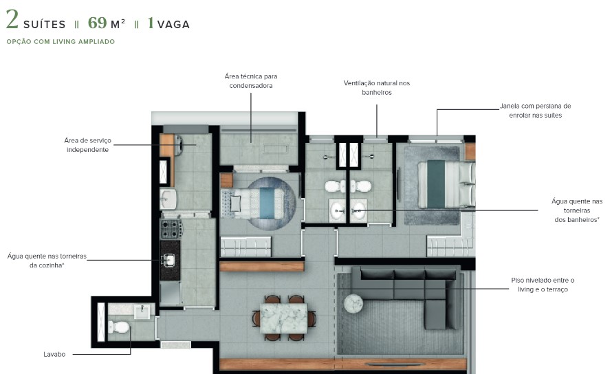 Apartamento à venda com 69m², 2 quartos com vaga - 26