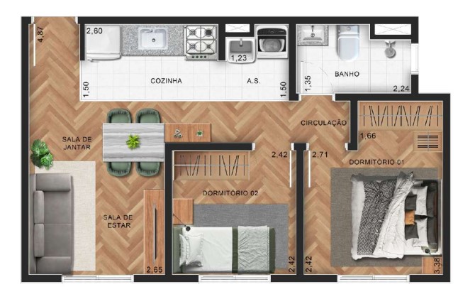 Apartamento à venda com 41m², 2 quartos sem vaga - 12