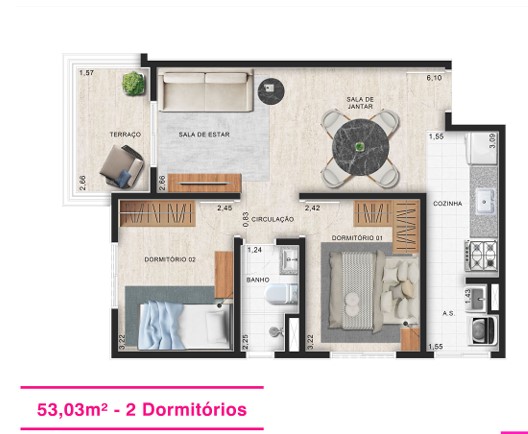 Apartamento à venda com 53m², 2 quartos com vaga - 12