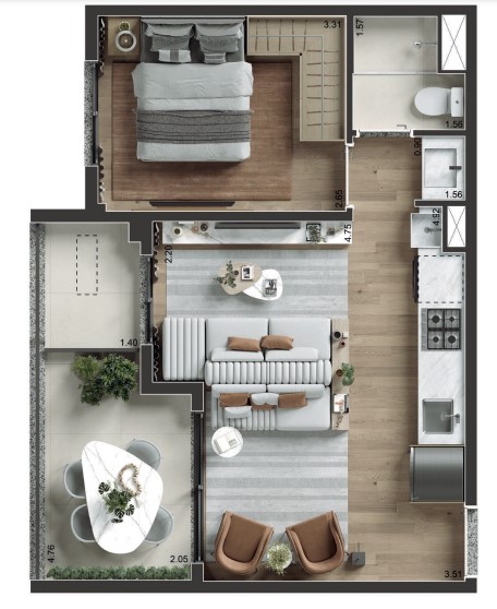 Apartamento à venda com 40m², 2 quartos sem vaga - 24