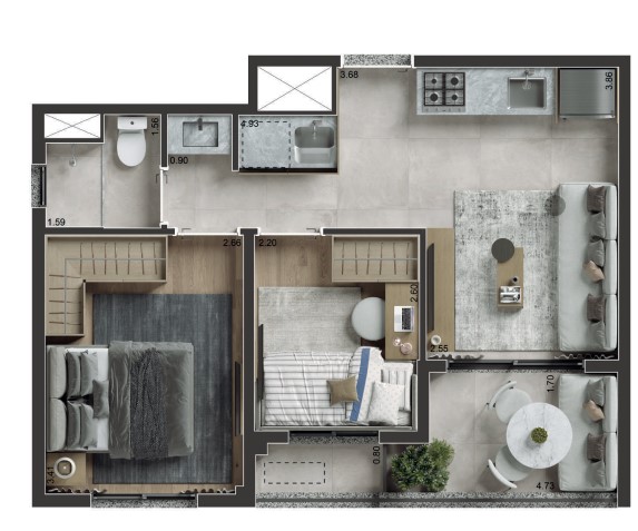 Apartamento à venda com 40m², 2 quartos sem vaga - 25