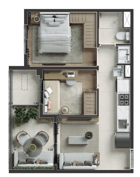 Apartamento à venda com 40m², 2 quartos sem vaga - 26