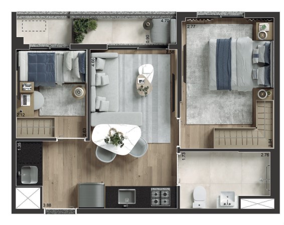 Apartamento à venda com 42m², 2 quartos sem vaga - 25