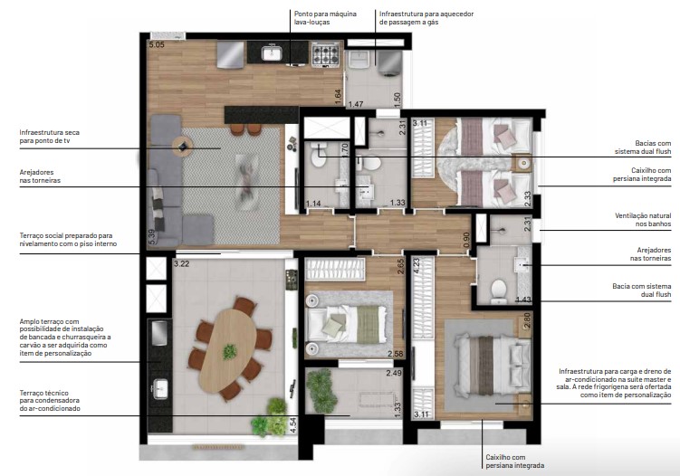Apartamento à venda com 97m², 3 quartos com vaga - 21