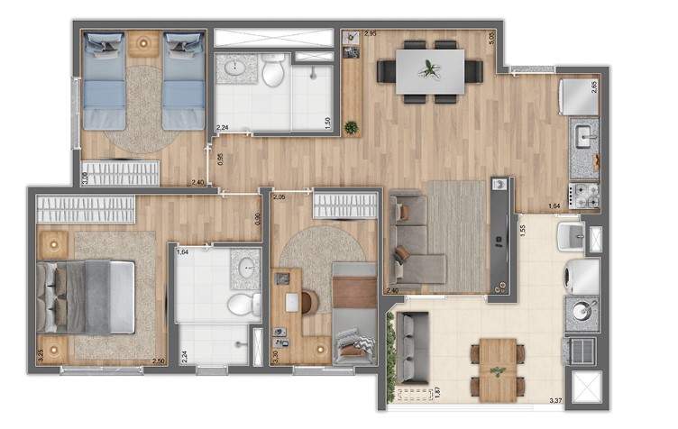 Apartamento à venda com 70m², 3 quartos com vaga - 15
