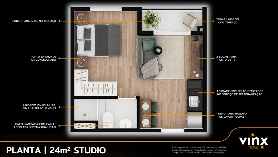 Studio à venda com 24m², 0 quartos sem vaga - 18
