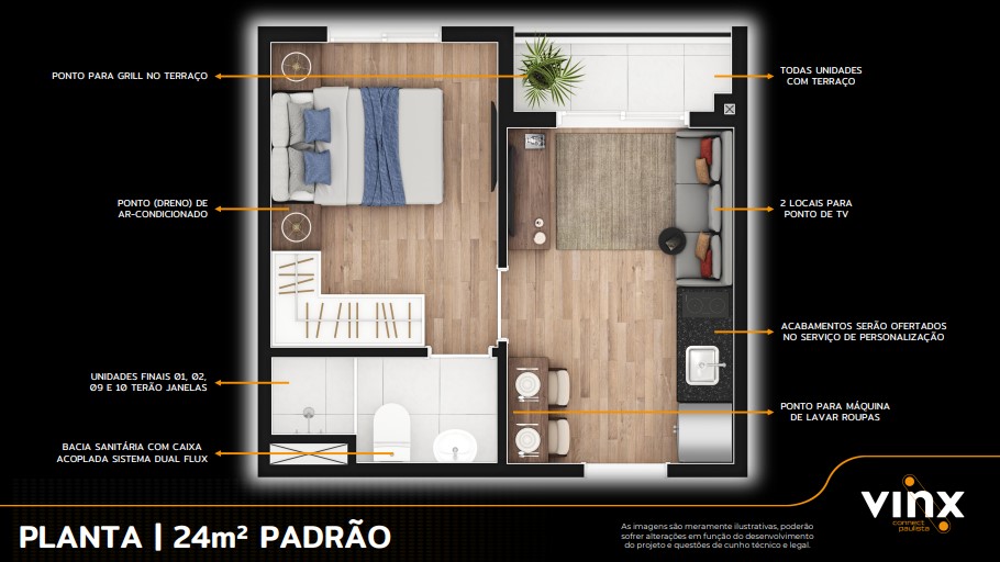 Apartamento à venda com 24m², 1 quarto sem vaga - 18