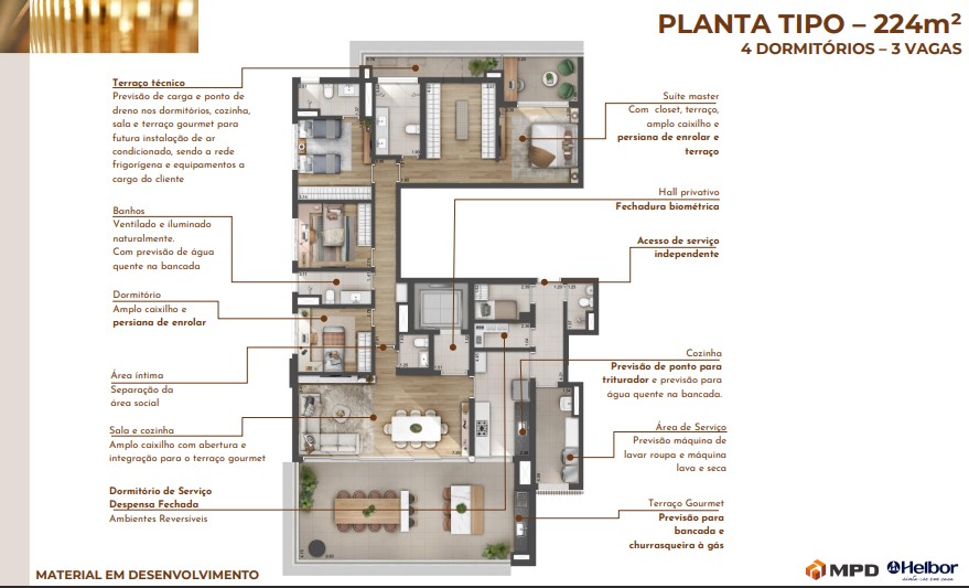 Apartamento à venda com 224m², 4 quartos com vaga - 18