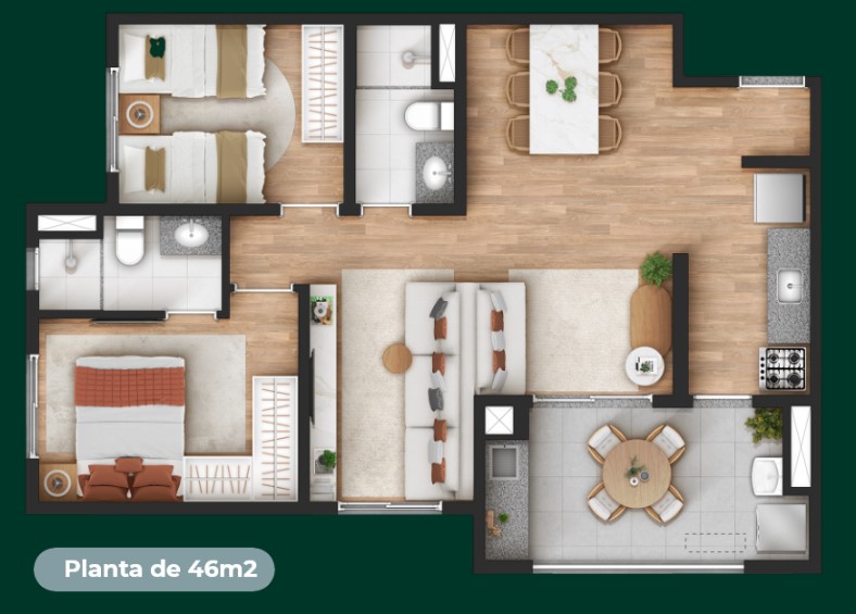 Apartamento à venda com 46m², 2 quartos com vaga - 21