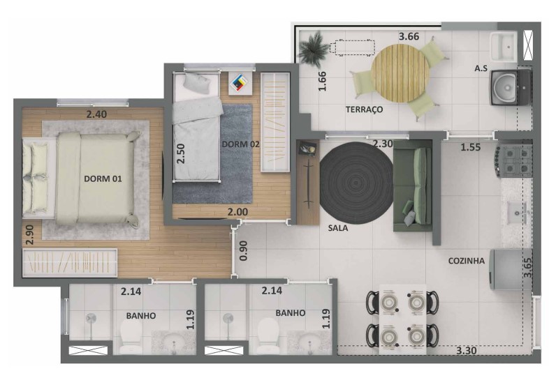 Apartamento à venda com 44m², 2 quartos com vaga - 13
