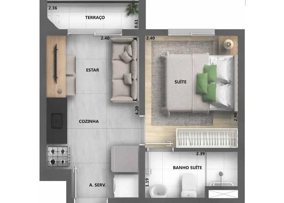 Apartamento à venda com 25m², 1 quarto sem vaga - 19