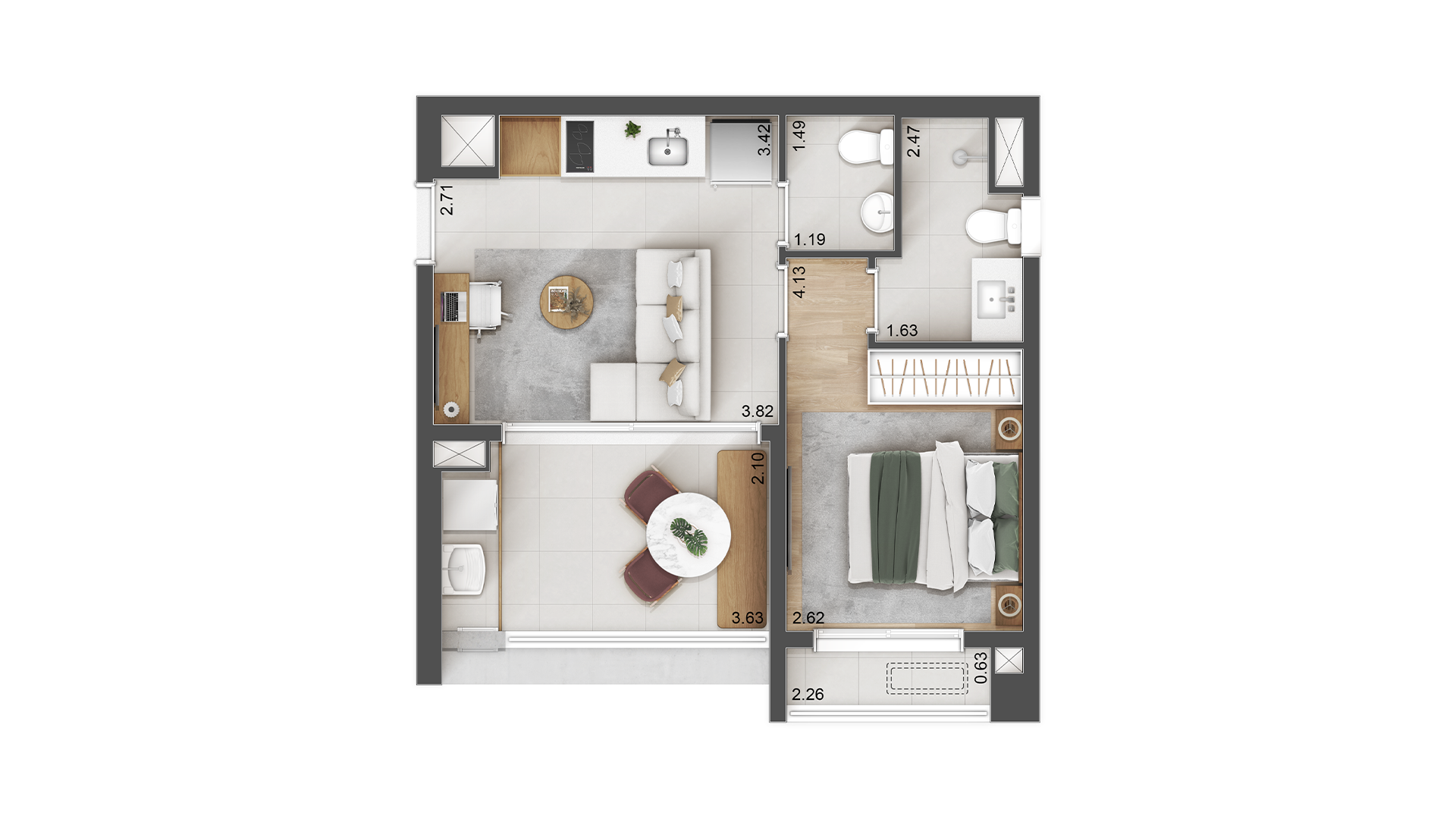 Apartamento à venda com 42m², 1 quarto sem vaga - 19