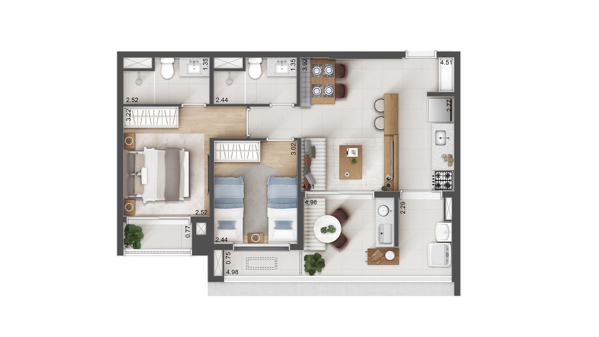 Apartamento à venda com 63m², 2 quartos com vaga - 19