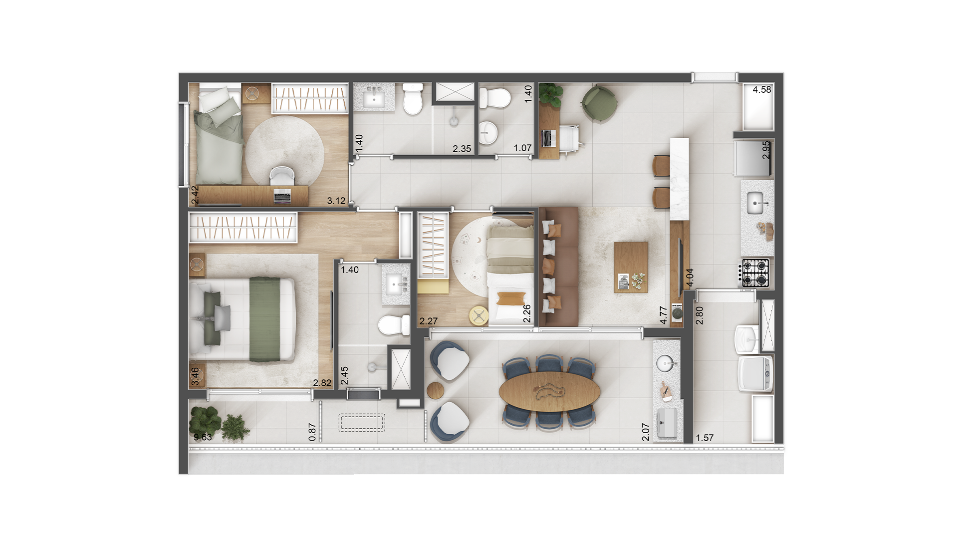 Apartamento à venda com 85m², 3 quartos com vaga - 19