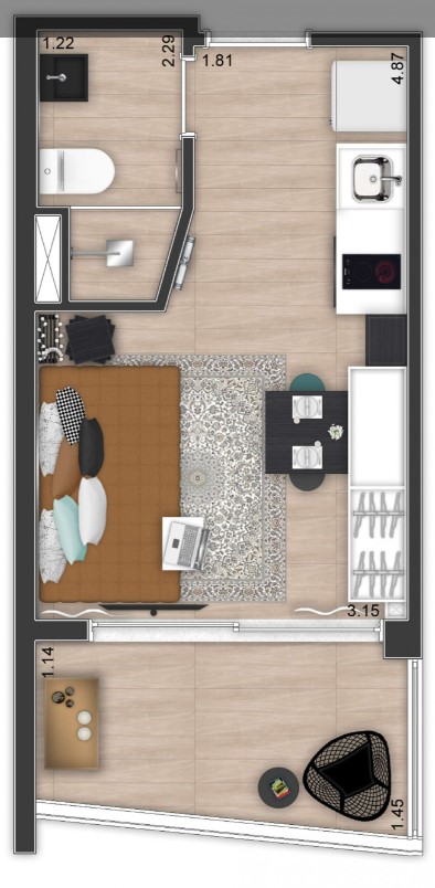 Studio à venda com 22m², 1 quarto com vaga - 16